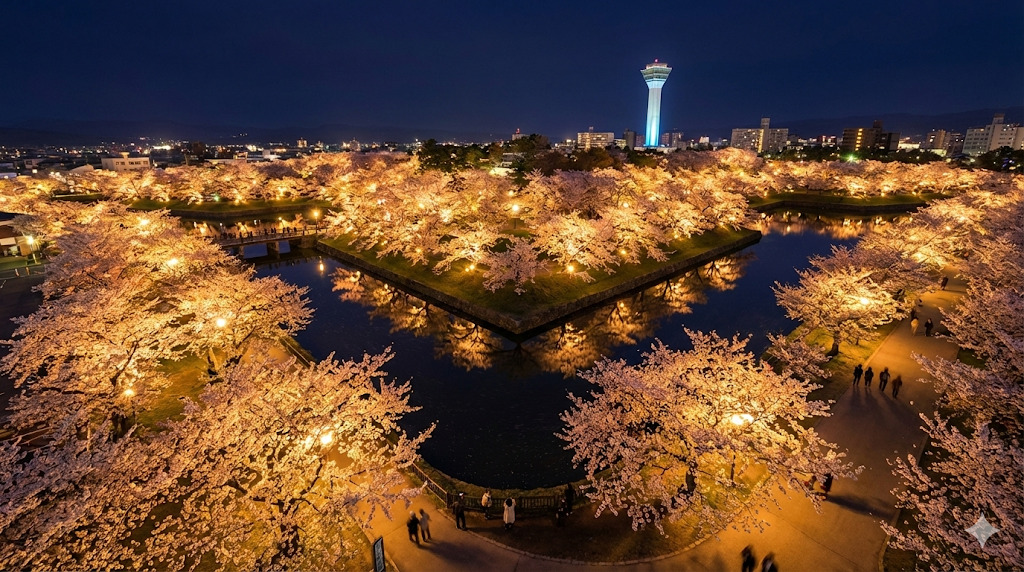 五稜郭公園の夜桜ライトアップ