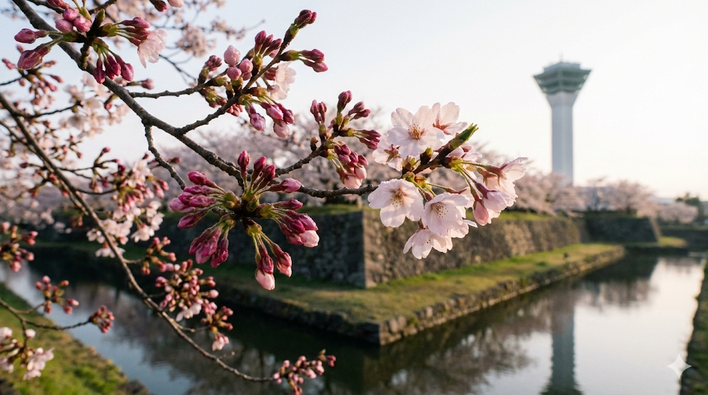 五稜郭公園の咲き始めの桜